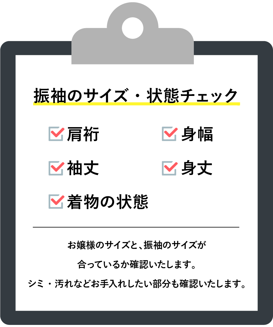 振袖のサイズ・状態チェック表