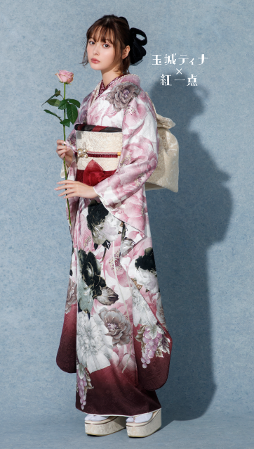 成人振袖 玉城ティナ✖️キスキス | 玉城ティナ × 紅一点の振袖-ピンク｜