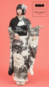 “Kami Shibai-story of- ano”の振袖-白黒｜成人記念の新作振袖ご紹介　ANO-304