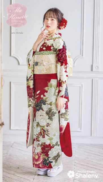 Ma Minette×本田紗来の振袖-赤|ハタチ記念の新作振袖ご紹介　MAF-703