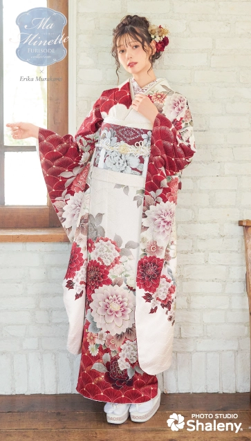 Ma Minette×村上愛花の振袖-白赤|ハタチ記念の新作振袖ご紹介　MAF-710
