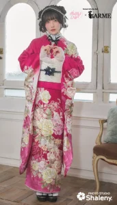 きゅるして×LARME（ラルム）の振袖-赤ピンク|ハタチ記念の新作振袖ご紹介　KYU-001