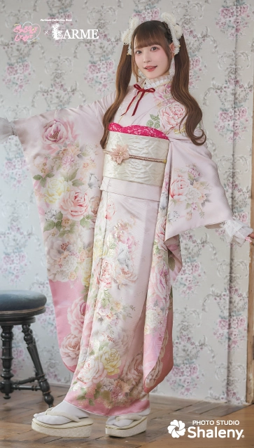 きゅるして×LARME（ラルム）の振袖-ピンク|ハタチ記念の新作振袖ご紹介　KYU-002
