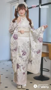 きゅるして×LARME（ラルム）の振袖-白ピンク|ハタチ記念の新作振袖ご紹介　KYU-006