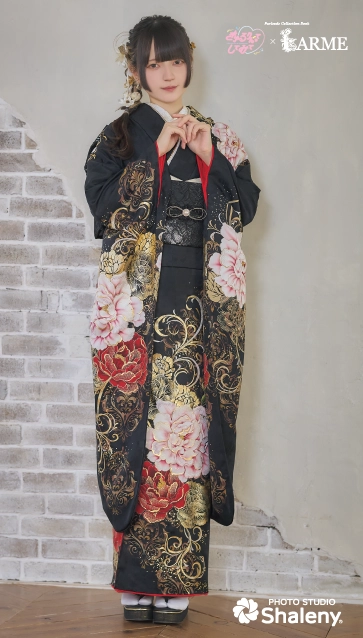 きゅるして×LARME（ラルム）の振袖-黒|ハタチ記念の新作振袖ご紹介　KYU-019