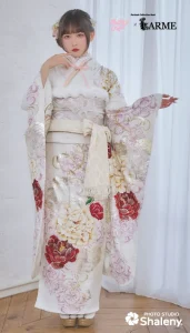 きゅるして×LARME（ラルム）の振袖-白|ハタチ記念の新作振袖ご紹介　KYU-020